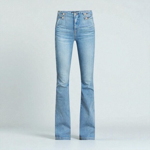 Veronica Beard Beverly Side Tab Flare Jeans in Lakeshore Size 23 - Picture 3 of 14